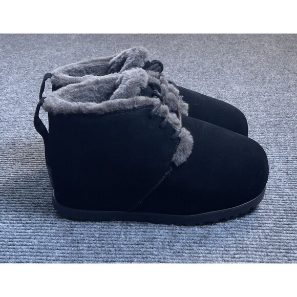 UGG Womens Size 10 Pumped Faux Fur Trim Slipper Bootie Black Gray NEW - Picture 1 of 11